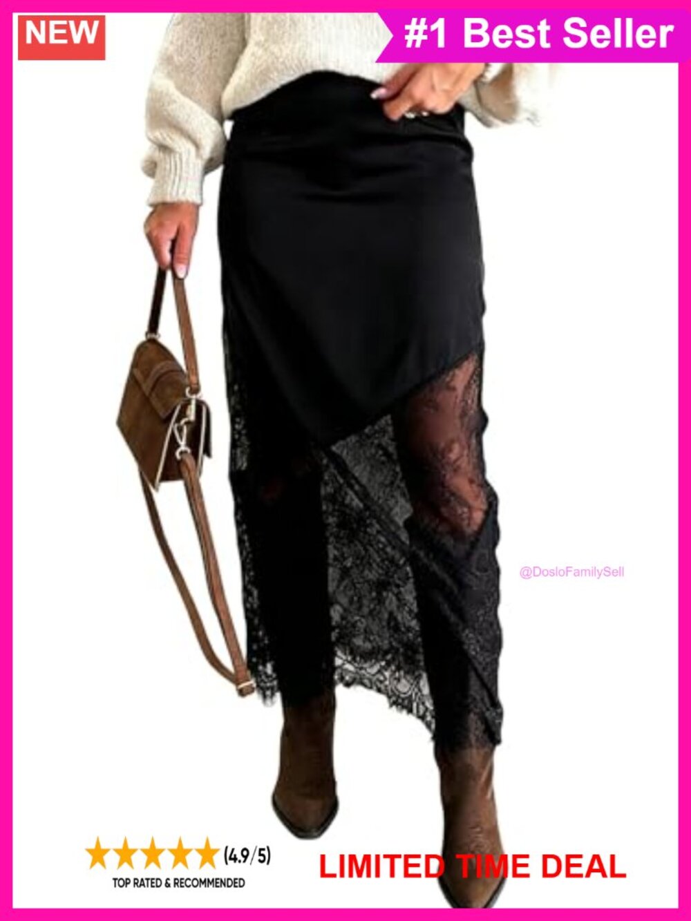 Satin Lace Patchwork High Waist A-Line Maxi Skirt Y2K Elegant